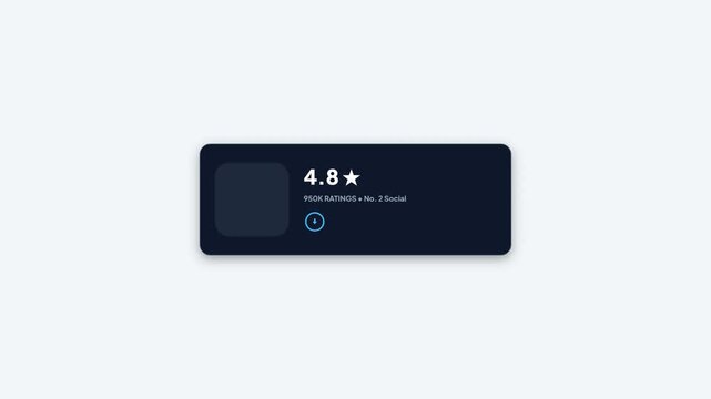App Store Download Badge Animation Dark UI Minimal Rating Star Score Counter Light Background UI Motion Graphic Overlay