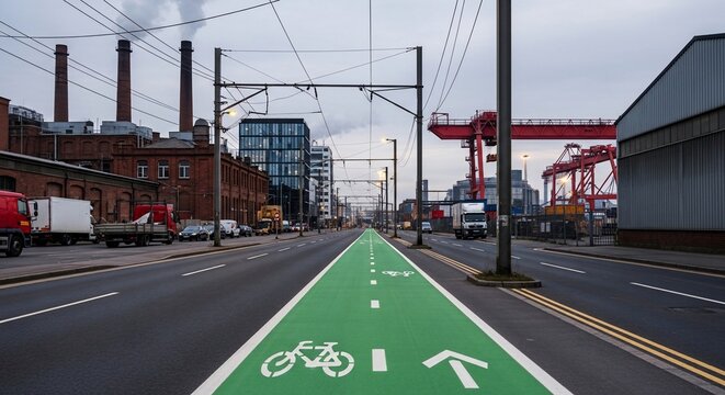 Urban roadway cycle lane