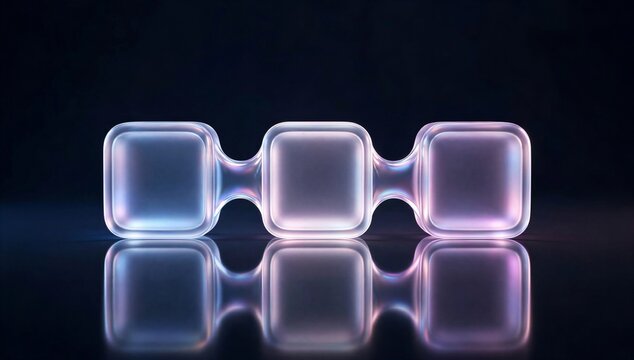 Glowing translucent blocks symbolize construction management software v3, showing connected workflow, project planning, and digital control in a modern construction interface.