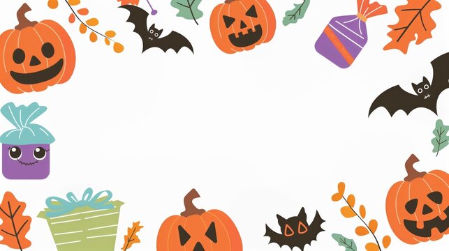  2D vector graphic Halloween festival with pumpkins