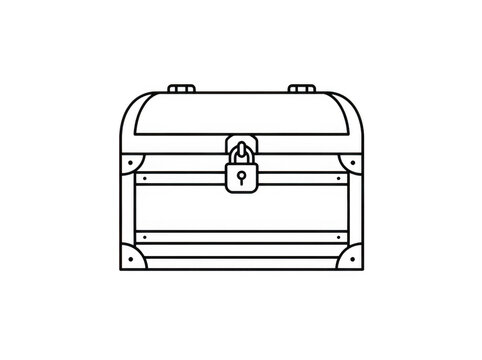 Treasure chest with lock icon isolated on transparent background
