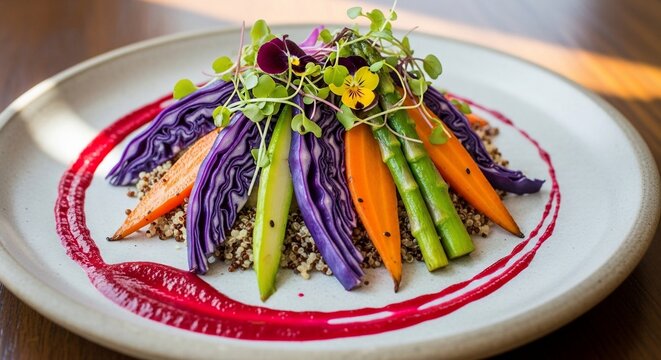 Vegetable salad plate presentation