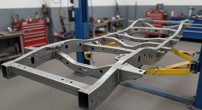 Vehicle chassis frame metal structure