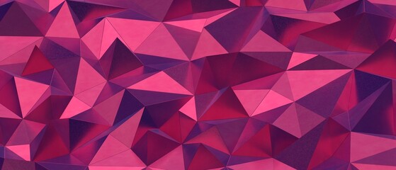 Fototapeta premium Abstract digital art with pink and purple geometric shapes creating a low poly texture.