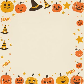  2D vector graphic Halloween festival with pumpkins