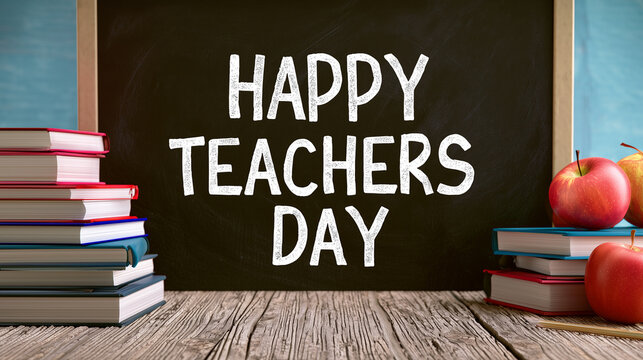 Happy teachers day, school background