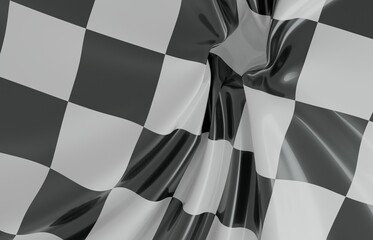 Close-up view of a waving checkered flag texture with fluid motion.