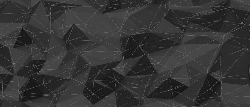 Abstract dark background with polygonal shapes and a connected dotted line network pattern