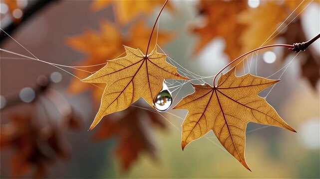 A golden autumn leaf on a white background.