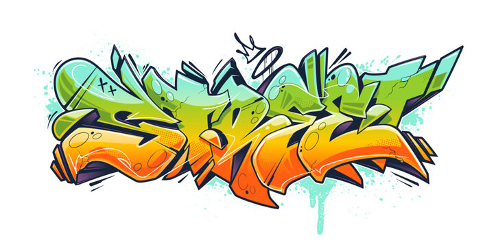 Street Graffiti Lettering Vector Art Isolated On White