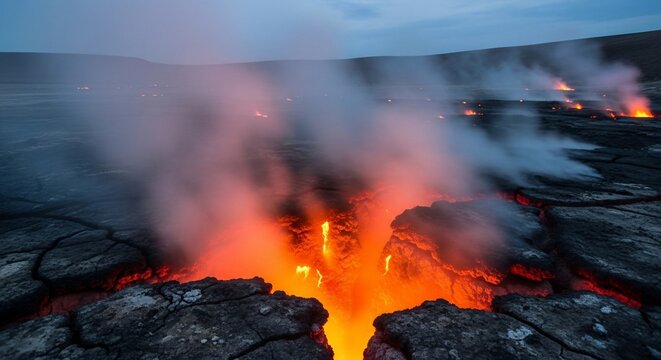 Volcanic eruption dramatic landscape