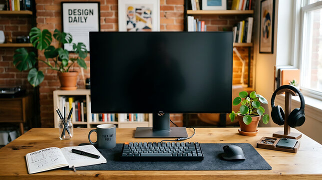 Desktop Computer with Office Tools on Modern Workspace