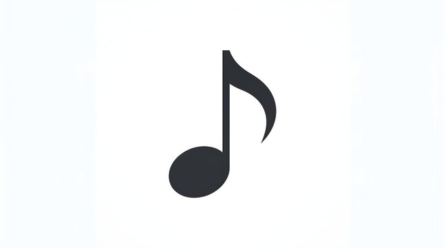 Minimalist black music note symbol isolated on white background with isolated