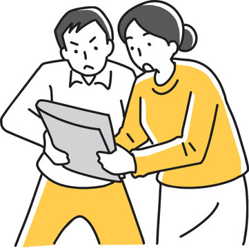 新聞記事に注目する男女