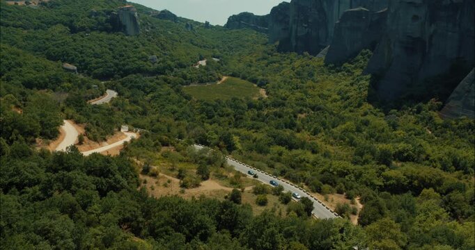 A view of the region of Meteora Monasteries with its rock formations in Thesally region northwestern Greece