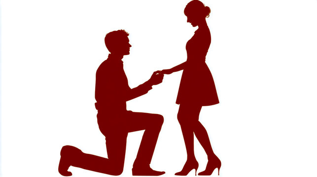 A man on his knees proposing to a woman