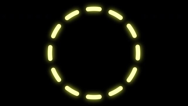 Dashed yellow glowing spinning circle perfect loop for use with logos, etc. with black background