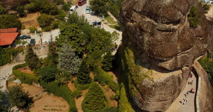 Rounded boulders and hills surrounding Meteora rock formations in Thesally northwestern Greece