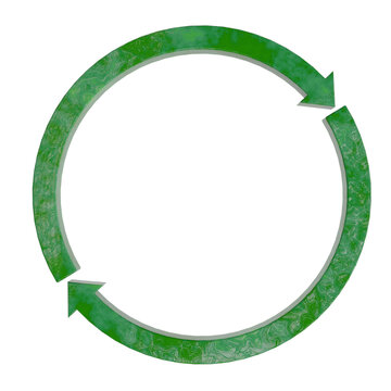 3D Green Circle Arrow Recycle Sync Symbol with Textured Surface