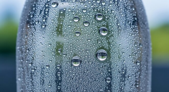 Water droplets glass bottle