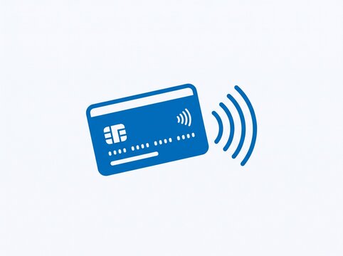 Blue contactless payment card icon for digital banking and secure financial transactions