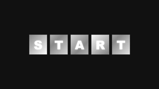 Mechanical Split Flap Letter Animation Revealing The Word Start On Dark Background Motion Graphic