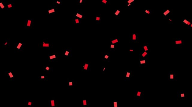 Red Confetti Falling Motion Graphics Celebration Party Event Rain Overlay Black Background