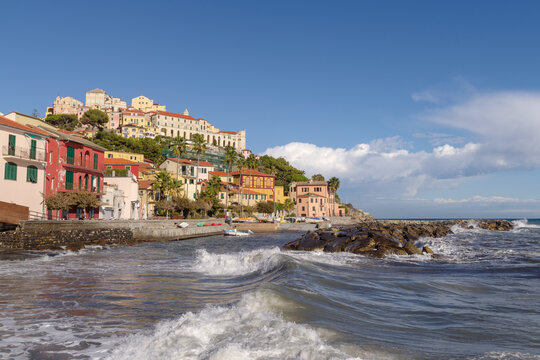 Imperia old town over the Ligurian sea, Italian Riviera