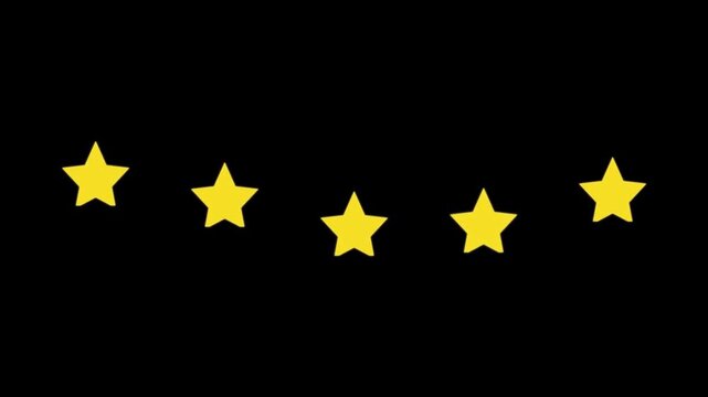 5 Star Rating Animation Motion Graphic Customer Satisfaction Feedback Review Loop Black Background