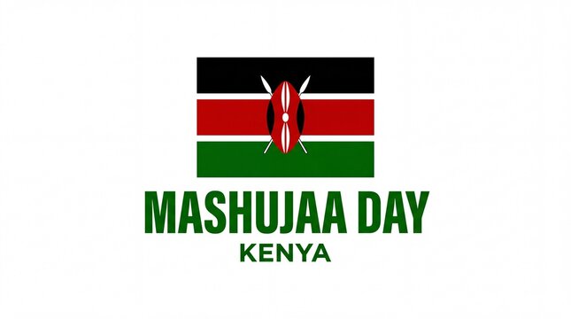 Mashujaa day kenya celebration with national flag and rhino symbol