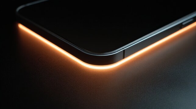 Close-up of a Notebook's base sitting precisely on a glowing, integrated wireless charging pad on a desk. Seamless technology. 