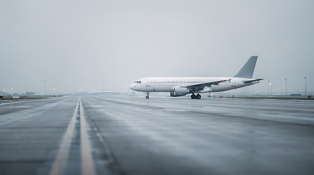 Modern commercial airplane taxiing on an expansive airport runway under overcast sky during daytime ensuring safe flight