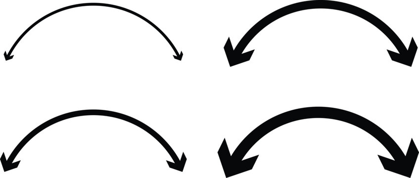 curved double side arrow icon set. arched directional symbols with double ended arrowheads