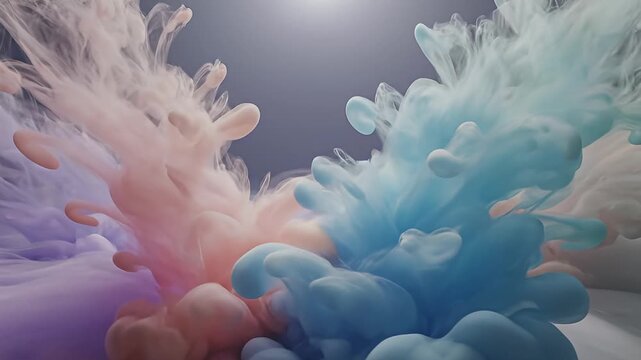 Vibrant plumes of colored ink mixing in water.