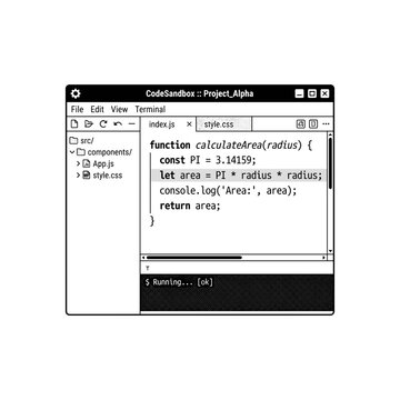 coding sandbox with syntax highlighting for programming and IT blogs