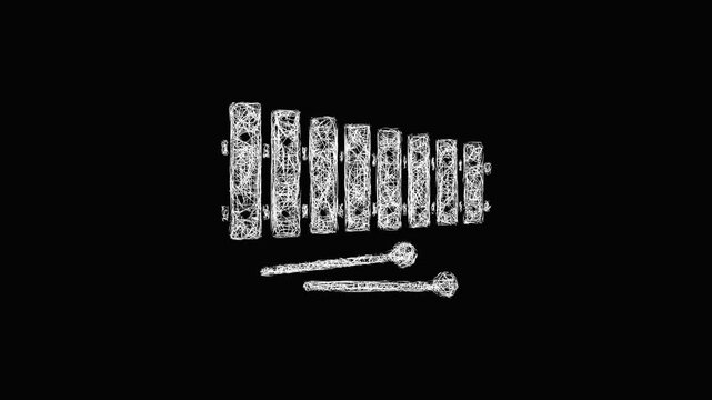 Sketch xylophone icon animation - smooth progressive reveal