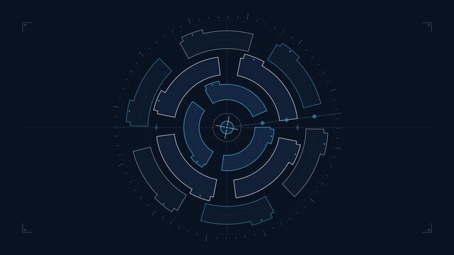Rotating Digital HUD Interface Scanning Circles in Futuristic UI Design