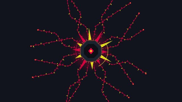 Abstract digital motion graphic featuring a pulsing geometric core