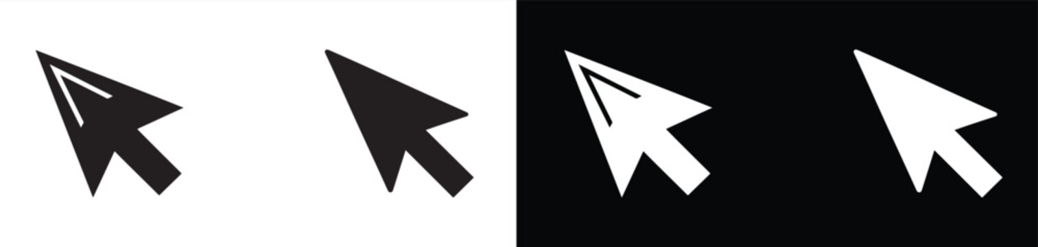 Computer mouse cursor icons with click action arrows isolated on transparent background for digital design projects