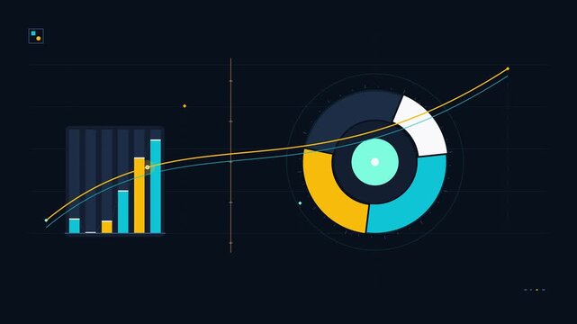 Animated Financial Charts Displaying Data Growth and Market Statistics