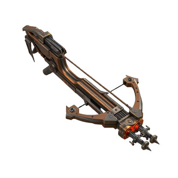 Futuristic mechanical crossbow weapon isolated on black
