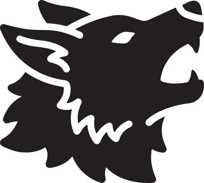 Minimalist howling wolf head silhouette vector icon for logo design and branding