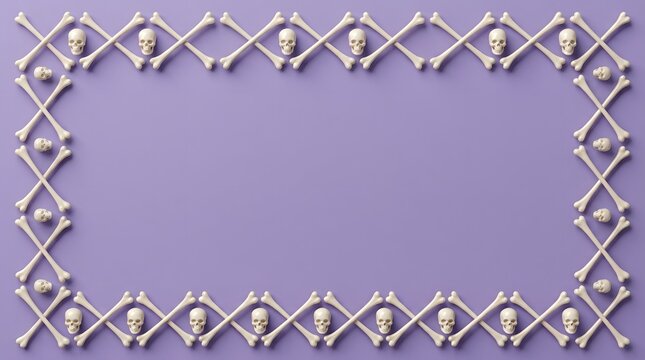 A decorative rectangular frame made of white cotton swabs arranged on a solid purple background