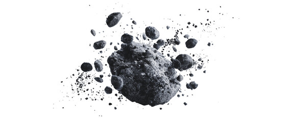 Obraz premium Asteroid Falling Through Space with Rock Debris