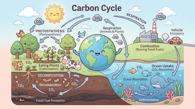 Visualizing the Continuous Carbon Cycle From Plants and Animals to Oceans and Atmosphere