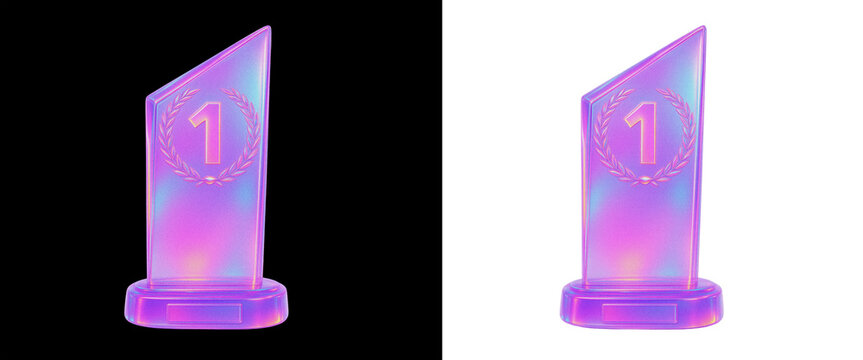 Holographic Glass 1st Place Award with Laurel Wreath, Transparent PNG