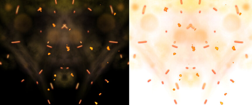 Fire Sparks and Embers Bursting in Symmetrical Pattern