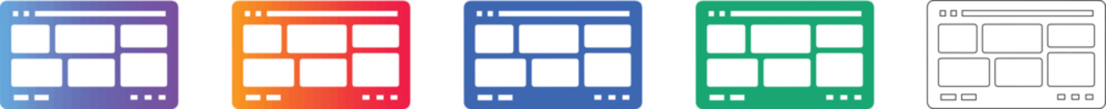 Five Web Dashboard Structure Interface Icons