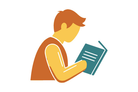 Person Reading Book Flat Vector Illustration