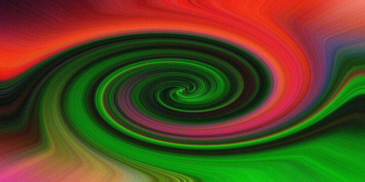 Abstract vortex digital design with intense green and red blend colors.